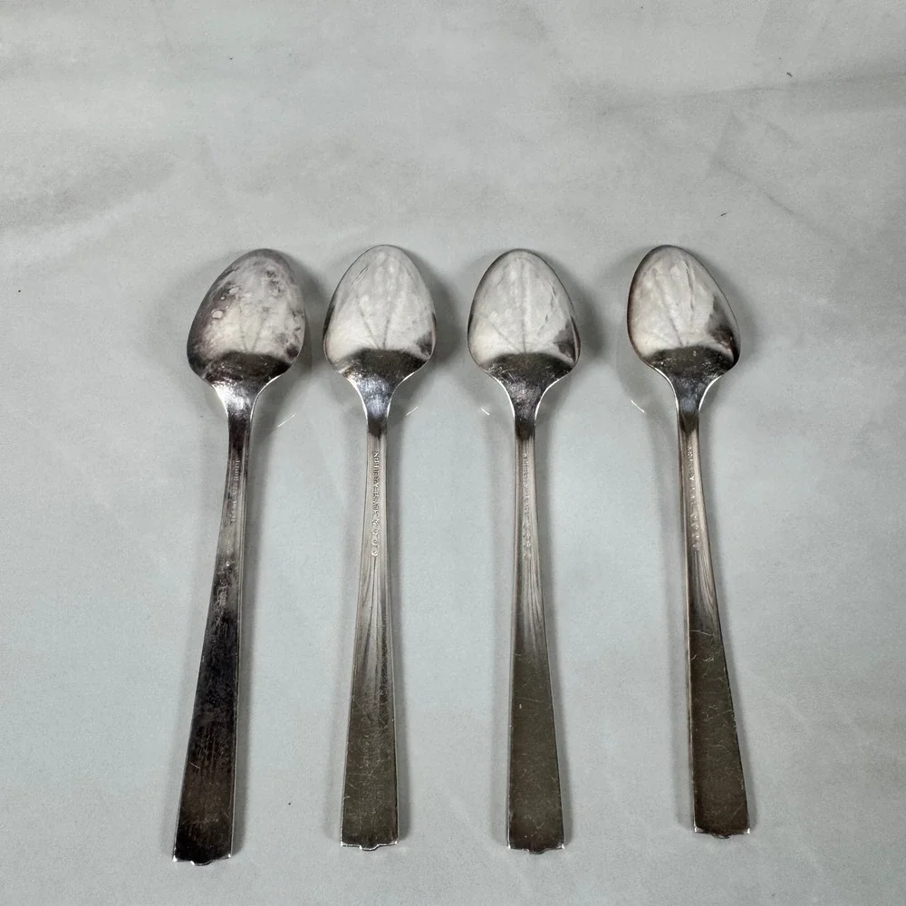 Set of 4 Oneida Nobility‎ Plate Silver Plated Teaspoons Caprice Floral Lot 4